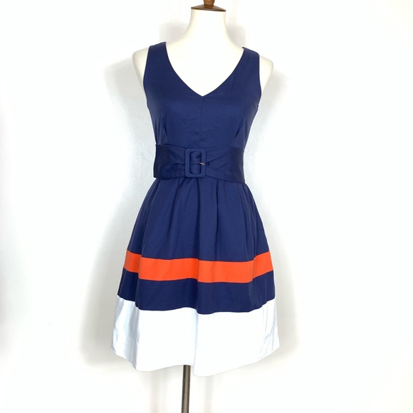 Kate Spade Sawyer Dress Blue Orange Sleeveless 2 - Picture 4 of 8